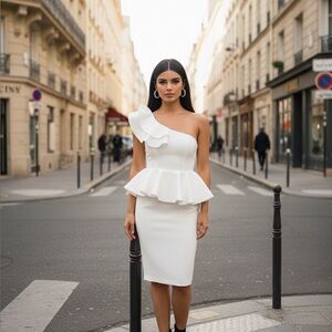 Adyce Elegant White One-Shoulder Dress